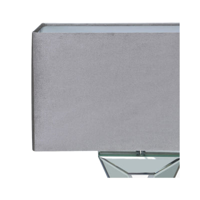 Cross Mirrored Table Lamp and Rectangle Grey Velvet Shade